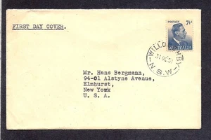 AUSTRALIA #239 -- CUBIERTA PRIMER DÍA -- 7,5c KGvi - 1951 - Imagen 1 de 2