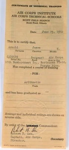 WWII USAAC US Army 10th Bombardment Pilot Scott Field Tech Training Certificate - Picture 1 of 6