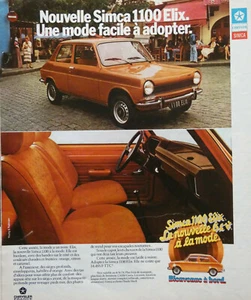 PUBLICITÉ DE PRESSE 1974 SIMCA 1100 ELIX LA 6 CV A LA MODE - Picture 1 of 1