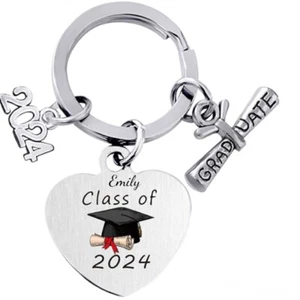 Personalise 2024 Graduation Ceremony Keyring Congratulation Gift For Uni Student - Picture 1 of 6