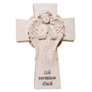 Engel mit Kreuz zum hinlegen "Ich vermisse Dich" Grabschmuck - Picture 1 of 1