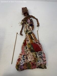 Vintage Bali Stick Puppet On Stand Wayang Golek Wooden Indonesia Hand Made