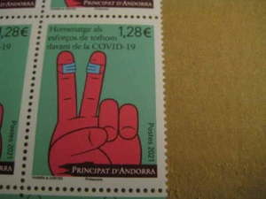 Briefmarke Andorra 2021 zum Thema "Hommage an alle Bemühungen im Kampf gegen die Pandemie" - Bild 1 von 2