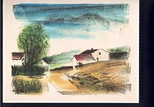 Maurice De Vlaminck-Landscape-Print On Black Mat-Printed in Japan - Picture 1 of 2