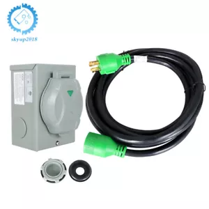 4 Prong 30 Amp Generator Cord 15 FEET & Generator Inlet Box NEMA L14-30P/L14-30R - Picture 1 of 13