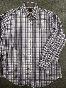 TailorByrd Shirt Mens 3XLT Purple Black White Plaid Button Up Logo Collared - Picture 1 of 12