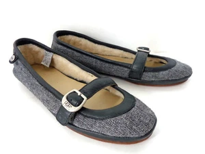 UGG Australia US 5M 1742 Gerty schwarze Leder Tweed Mary Jane Ballerinas Schuhe  - Bild 1 von 7
