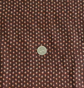 Peter Pan Cotton Calico Fabric Mini Flowers Roses on Brown 44" Wide x 2½ Yards - Picture 1 of 7
