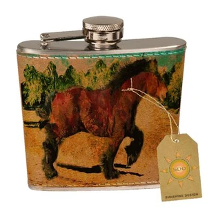 Frasco de cadera de bolsillo de cuero para caballo belga de tiro - Imagen 1 de 1