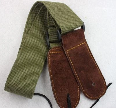 Correa de guitarra con extremos de cuero ajustables verdes para bajo de guitarra eléctrica acústica Foto 1 de 2