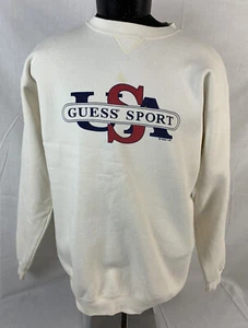 Vintage Guess Jeans Sweatshirt Crewneck Men’s Medium Sport Logo USA 80s 90s - Picture 1 of 8