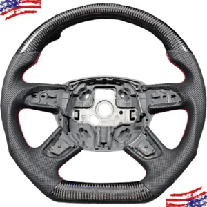 For 2013-2016 Audi A4L A6L A7 A8 Q7 Real Carbon Fiber Flat Sport Steering Wheel - Picture 1 of 7