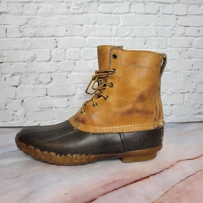 Vintage LL Bean Botas Femininas 7 Estreito Maine Sapato de Caça 8" Couro Marrom Retrô - Imagem 1 de 4