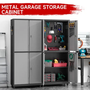 Metal Tool Chest Tool Storage Cabinet On Wheels, 4 Doors Tool Organizer Cabinets - Picture 1 of 12