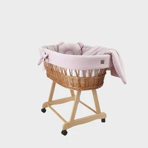 Stubenwagen Amelia 4in1 Weidenkörbchen für Babys - Bettwäsche Fliederfarbe Gold - Bild 1 von 7
