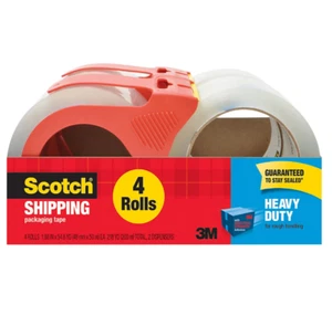 Pack of 4 Scotch Heavy Duty Shipping Packaging Tape with Dispenser, 4 Rolls - Picture 1 of 3