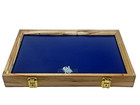 Maple Wood Display Case 12 x 18 x 2 with Blue Liner for Arrowheads Knives Coins