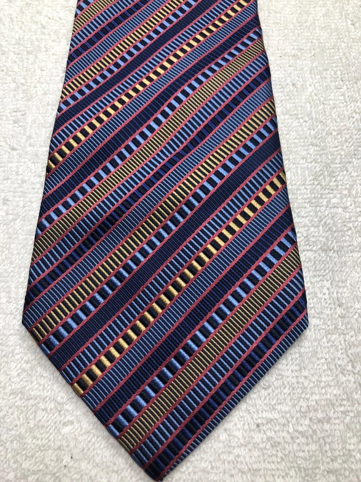 CORBATA CLAIBORNE HOMBRE AZUL DORADO CON RAYAS ROSAS 4 X 59 Foto 1 de 4