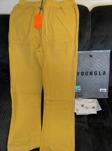 YoungLA 601 Men’s Extendo Pants Raw Hem Mustard XXL 38-40 - Picture 1 of 5