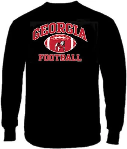 Georgia Bulldogs Men's Black Football Graphic Long Sleeve T Shirt - Picture 1 of 5