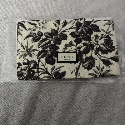 Gucci Beauty Novelty Cotton Tote Brand New Y3 Pouch Floral Print - Black Color - Image 1 of 4