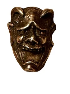 Antique Sterling Silver Gargoyle Demon Devil Face Pin 1” 8g Estate Find Tested - Picture 1 of 5