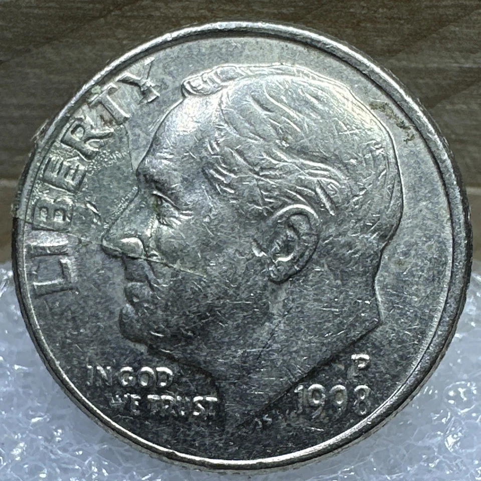 RARE - Major Errors - 1998-P Roosevelt Dime DDO/DDR/Grease & Laminated Error - Image 1 of 4