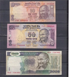 INDIA, BILLETES, VARIOS inc. 50rp. & 500rp. (7) - Imagen 1 de 1