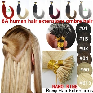1g Nanoring Mechones Extensiones de Cabello Remy Cabello Real Mechones Extensión de Cabello - Imagen 1 de 51