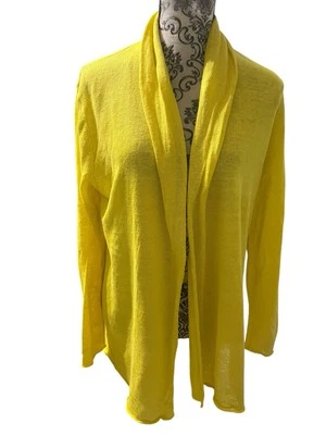 Lafayette 148 New York Womens Medium Open Front Linen Cardigan Sweater Yellow - Image 1 of 4