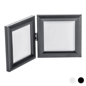 Folding 2 Photo Frame Standing Hanging Picture Display 4 x 4" Black - Picture 1 of 4