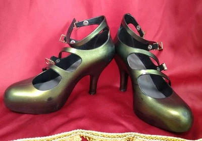 Vivienne Westwood Melissa Bronze Aurora High Heels Pumps Triple Strap 23.5 Used - Image 1 of 4