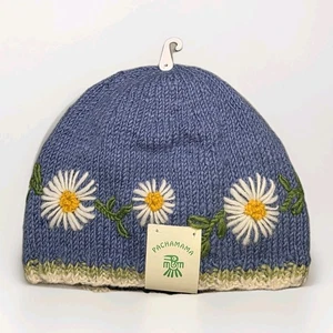 Pachamama Gänseblümchenkette Jacaranda Beanie Mütze handgestrickt Wolle Fair Trade Nepal Neu mit Etikett - Bild 1 von 6