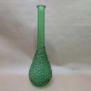 Vintage Green Bubble Glass Empoli Style Bottle/Vase 1960’s/70’s Hobnail - Picture 1 of 7