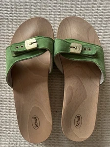 Dr.Scholl Pescura Holz Pantoletten Holzklepper Sandaletten Clogs  Gr:41 Grün - Bild 1 von 4