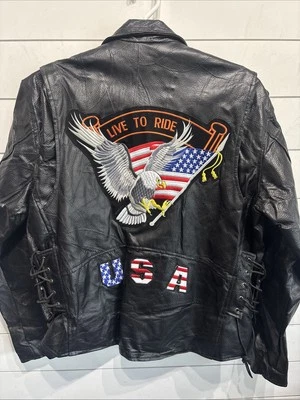 Abrigo Chaqueta De Colección Café Racer Buffalo Cuero Retazos Motocicleta Para Hombre Grande Foto 1 de 4