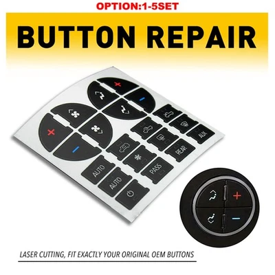 Kit de reparación de botones de tablero de CA de vinilo negro calcomanías adhesivas de repuesto para Chevy GMC Foto 1 de 4