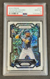 2024 Panini Prizm Jackson Chourio White Sparkle RC Short Print Gem Mint PSA 10 - Picture 1 of 2