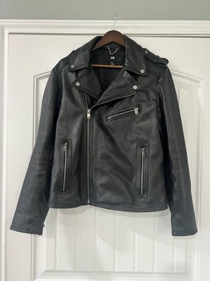 Мужская байкерская куртка H&M Premium Line черная кожа - 40 США - Изображение 1 из 4