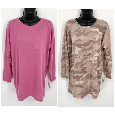 Paquete de 2 camisas para dormir Jenni nuevas con etiquetas para mujer talla xs rosa burla, caramelo caramelo camuflaje Foto 1 de 4