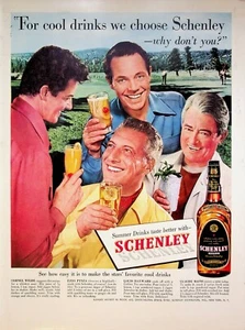 Anuncio impreso vintage de whisky Schenley 1951 años 50 Claude Rains Cornel Wilde Ezio Pinza - Imagen 1 de 2