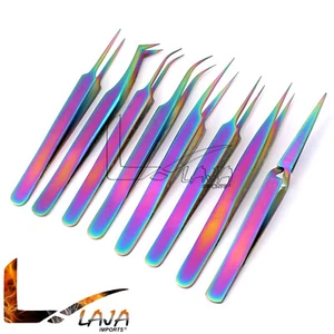 Set Of 8 Pieces Eyebrow Facial Hair Removal Tweezers Set Multi, Rainbow Color - Picture 1 of 3