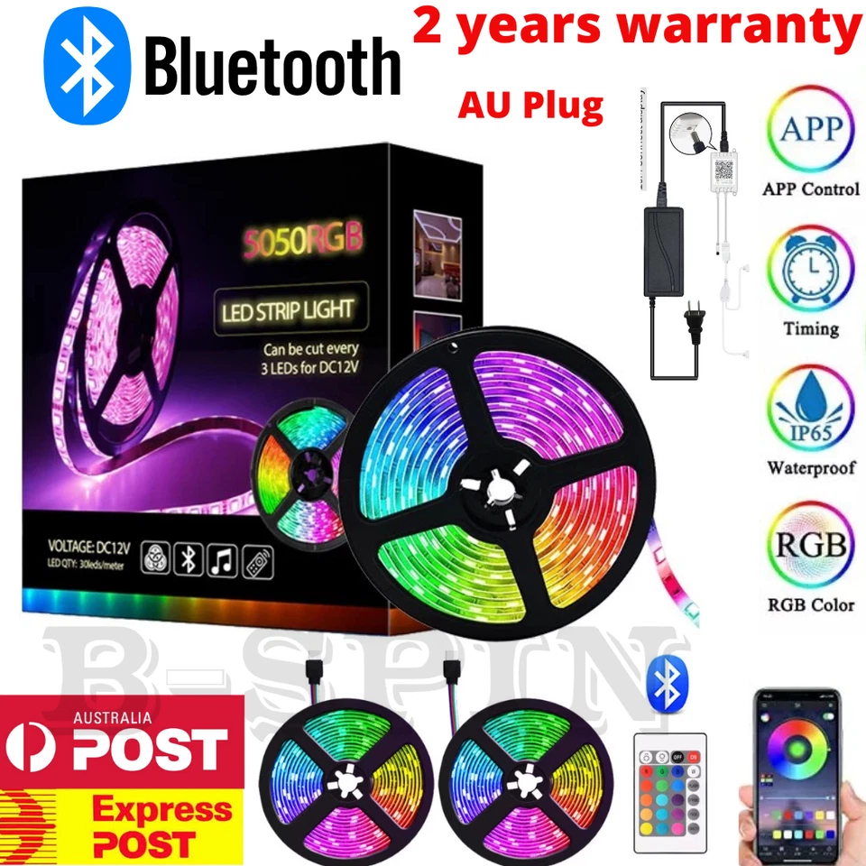 NEW LED Strip Lights RGB USB IP65 Waterproof 5M-10M 150-300 LEDs Bluetooth 5V AU - Image 1 of 4