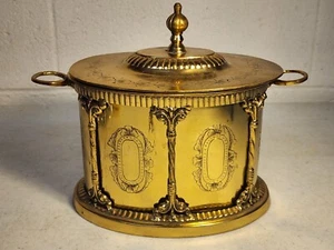 Vintage Hampton Solid Brass English Tea Biscuit Container - Picture 1 of 7