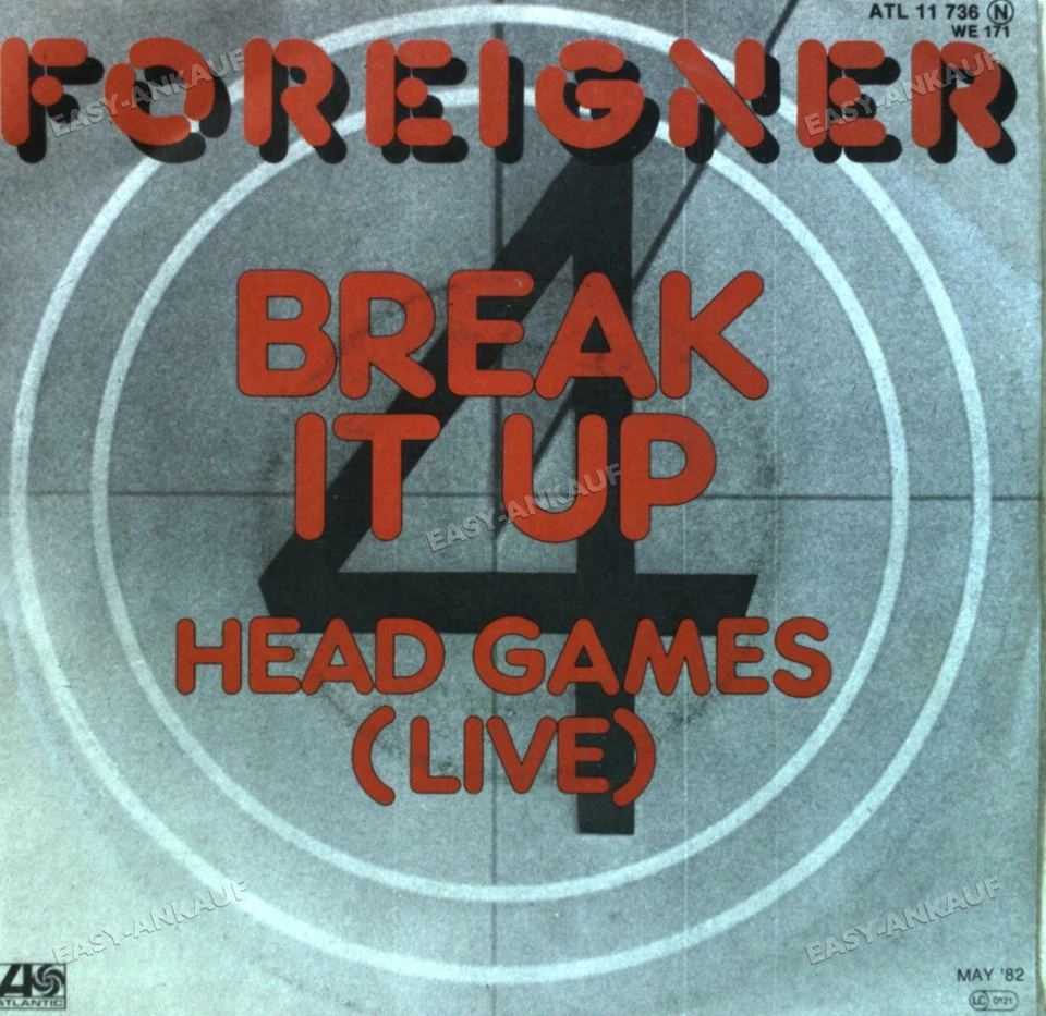 Foreigner - Break It Up 7in 1982 (VG/VG) . - Image 1 of 1