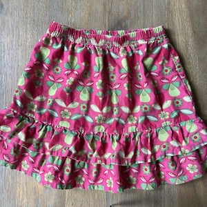 Hanna Andersson 110 Pink/green Floral Ruffle Tiered Corduroy Skirt - Picture 1 of 5