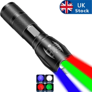 4 in 1 Multicolor Red Green Blue White Light LED Flashlight Torch Hunting Light - Picture 1 of 8