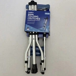 Nuevas muletas plegables universales Carex ajustables para usuarios 41”-58” con empuñaduras azules - Imagen 1 de 13
