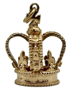 Authentic Vintage 9K Yellow Gold Royal Crown Pendant - Picture 1 of 5