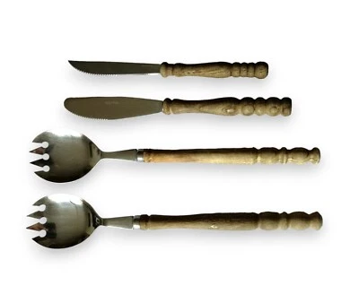 Vintage Wooden Spoon Fork Knife Old Antique Marked Rostfrei Kitchen Appliances 4 - Image 1 of 4